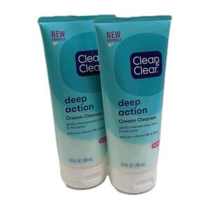 NEW Clean & Clear Deep Action Cream Cleanser Oil Free 6.5oz ( 2 Pack )